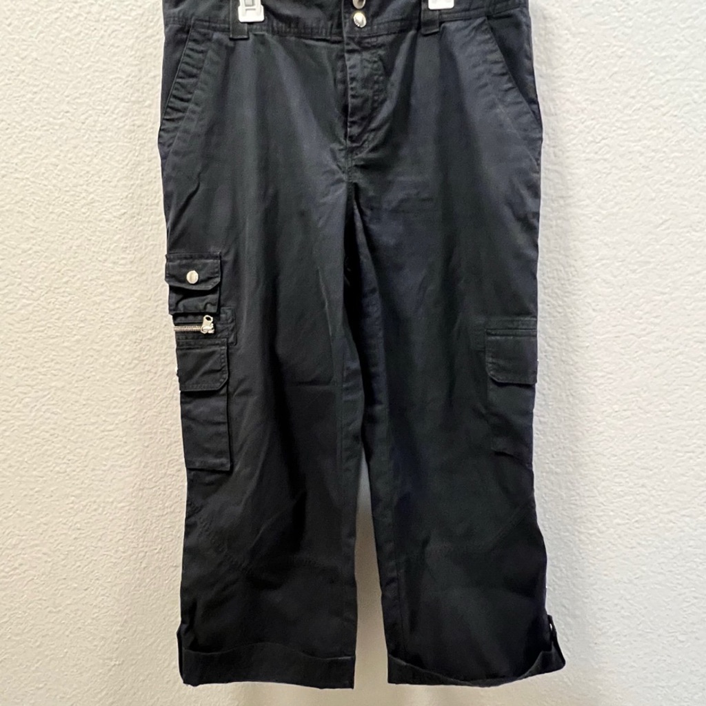 Lauren Ralph Lauren Womens Size 8 Cargo Hiking Pants Cuffed Nylon Cotton Black